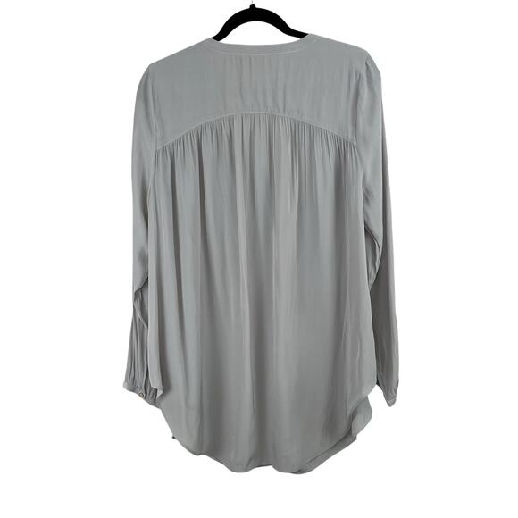 Calypso St. Barth Gray Semi-Sheer Long Sleeve V-Neck Popover Tunic Blouse Large - Picture 2 of 13